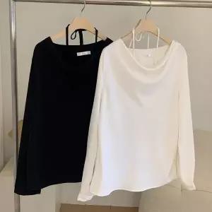 [옷자락]여성 겨울 하객룩 드레이프 홀터넥 이너 나시 블라우스