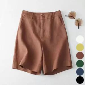 [퍼니메이커]여성 여름 뒷밴딩 린넨 캐주얼 정장 반바지 숏츠 7색 여성바지 린넨바지 린넨팬츠 일자핏바지