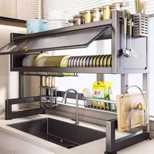 주방 무타공 선반 찬장 싱크대 상부장 건조대 식기 레일선반 수납 공간활용 정리 그릇