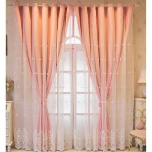 암막 커튼 세트 형 홈무드 그라데이션 작은 탑 겉커튼 쉬폰 이중 5컬러 기린