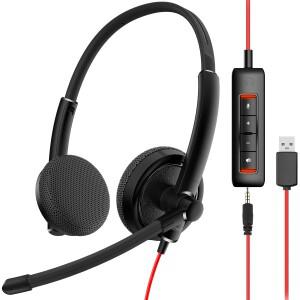 NUBWO HW01 USB 헤드폰/노트북용 마이크 소음 제거 기능 3.5mm 컴퓨터 헤드셋 경량 PC 유선 헤드폰