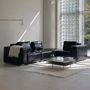 콜린 모듈형 카우치 블랙 인테리어 4인용 소파 1인 가죽 쇼파