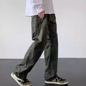 남자 빈티지 스타일 스트릿 스트링 카고 팬츠여름청바지 남성 데님 연청 진청 블랙진 일자 조거 롤업