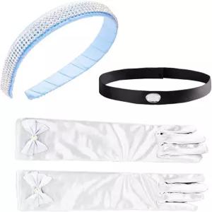 지아둬 소녀 의상 액세서리 헤드밴드 초커 글러브 세트 프린세스 드레스 업