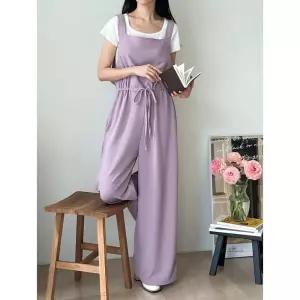 빅사이즈 터널 끈 와이드 롱 점프슈트 ar24115 xXC4+3ZzL