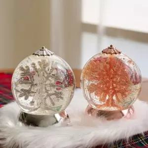 원형 눈꽃 워터볼 오르골 2type테이블장식 선반 디자인볼 소품 인테리어 겨울 집들이선물 용볼 인테리어볼