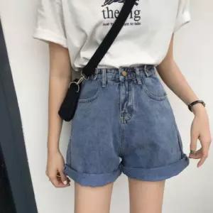 꾸안꾸 데일리 여성 중청 핫팬츠바지 청반 롤업 청바지 꾸안꾸룩 편한