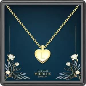 그녀를 위한 독특한 맞춤형 선물 여성용 이니셜 목걸이 레터 양면 각인 디스크 /하트 펜던트 일상복을