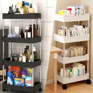 틈새 정리함 달린 북카트 바퀴 기저귀 트롤리 세탁실플라스틱서랍장 선반 이동식수납장 다용도 트레이 수납