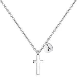 여자를 위한 작은 십자가 목걸이 하트 이니셜 여성 탄생석 편지 스테인리스 스틸 펜던트 주얼리 첫 성찬