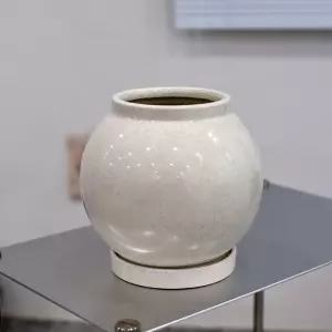 도기 달항아리 볼 화분 아이보리 소 11x15cm 옹기 미니 화병 전통 단지