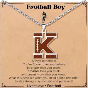 남성용 조이쿠프 축구공 목걸이 이니셜 AZ 레터 스테인리스 스틸 실버 체인 참 펜던트 손손자 조카를 위한