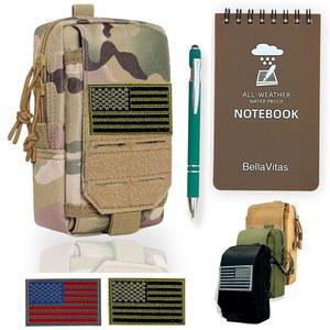 [미국배송] 벨라비타스 전술 파우치 작은 노트북 커버 EDC 유틸리티 가방 도구 휴대폰 홀더 U201DX5 U201D 방수 메모장 포켓 노트북 날씨 보호 펜 및 미국 국기 패치 3개 포함