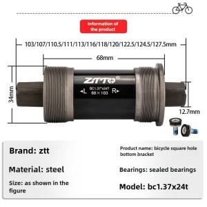 호환 ZTTO 접이식/로드/산악 자전거용 바텀 브래킷 - 스퀘어 테이퍼  68mm  방수 나사 포함 밀폐형 베어링