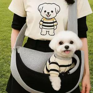 펫가방 슬링 크로스백 애견 얼굴휴대용가 여행 귀여운반려 캐주얼 코튼 소형 캐리어 수납 통기성 이동 바깥