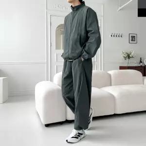 GQQ SF1033M-SF1034M 남자 오버핏 하프넥 집업 바람막이 나일론 와이드 바지 세트