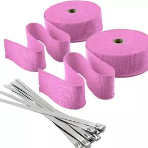 스타크 인더스트리 스테인리스 스틸 타이11.8인치 헤더 랩 자동차 및 오토바이용 핑크 2인치 x 50피트