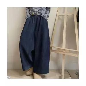 엘럽 여성용 배기핏 청바지 기모 겨울 빅사이즈 캐주얼 솔리드 와이드 바지 박템4