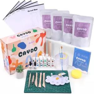 초보자와 성인을 위한 케이도 에어 드라이 도자기 키트 도구 아크릴 페인트 바니시 클레이 스틱 브러시 및