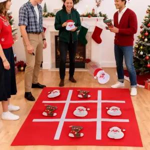 페리터 크리스마스 파티 게임 자이언트 틱택 토 야외 세트 점보 3피트 대형 펠트 보드 10개 빈백 토스