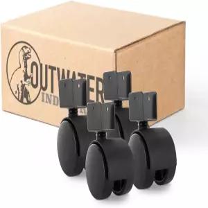 23 /8인치 휠 직경 블랙 나일론 회전 후드 헤라클레스 트윈 캐스터 U클립 스템 반경 /16인치 아웃워터 4팩