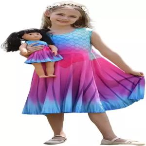 보우 드림 걸 드레스와 어울리는 아메리칸 인형 의상 액세서리 레인보우 인어 유니콘