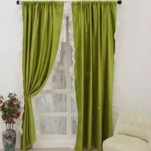 프로방스 러플 암막커튼 2장 긴창 베란다 거실용 그린 생활용품 가정용품 생필품