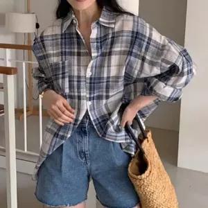 [라일리의류] Rly 체형커버 레이어드 남방오버핏 캐주얼 체크 셔츠L