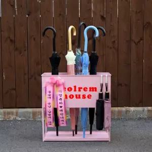 베이직 핑크 매장용 우산꽂이 로고제작 설렘하우스 22개 입간판우산꽂이 개업 오픈선물