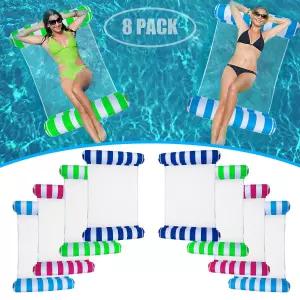 8팩 수영장 플로트 다목적 4-in-1 풍선 해먹 장난감(새들 라운지 의자 드터) 수영장용 휴가 재미와 휴식을