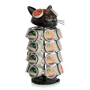 쉬운 키트 캐러셀 360 커피 포드 홀더 만들기, 큐리그 K-팟 K-컵, 조리대 수납 정리함, 메탈 홈 및 주방 장식, 캡슐 카페 스테이션 바(작은, 검은 고양이)와 호환됩니다