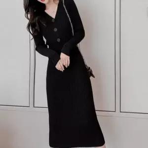 고품질 가을원피스 디자인 슬림핏 골지 여름원피스 트위 (WFKEOEV)