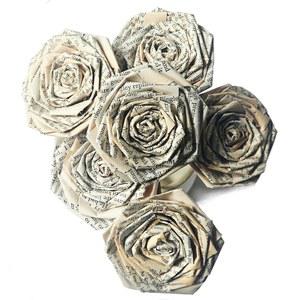 둥지 안에 소설책 종이 장미꽃 100 수제 선물 결혼 부케 데코 해리 포터 장미 6송이 묶음