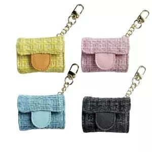 [유니커블]에어팟 3 4 프로 2 1 케이스 귀여운 컬러 트위드 가죽 무선 이어폰 충전 커버 파우치 키링 고리