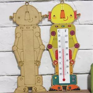 MDF 색칠 조립 우드 로보트 온도계만들기 4인 계절학습 교육교구 미술수업 체험