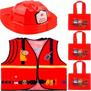 플로토리 9개 소방관 의상에는 조끼 3개 헬멧 토트백 원피스업 남아 여아 생일 할로윈 시늉을 준비하세요