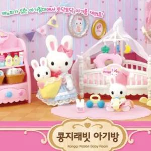 4살 5살 여아 선물 콩지 래빗 아기 방 세트 가족 인형 베이비 피규어 세트 엄마 콩쥐 소꿉 역할 놀이 조카