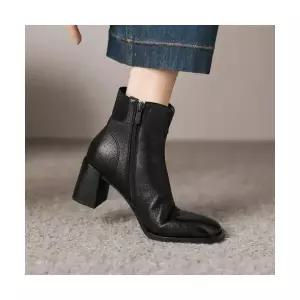 엘럽 여자 워커힐 수제화 빈티지 통굽 앵클 부츠 가을 겨울 가죽 뒷지퍼 패션 슬림워커 원템4