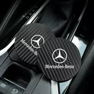 벤츠 호환 차량용 컵홀더 패드 물결무늬 패턴 받침대 차량용품 최고급 가죽 소재 2개입 세트