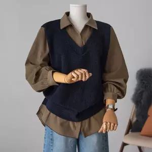 (안나앤플러스) 시니엘 레이어드 피치 셔츠[셔츠DZZ81] 빅사이즈