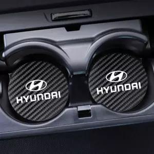 현대 호환 차량용 컵홀더 패드 물결무늬 패턴 받침대 차량용품 최고급 가죽 소재 2개입 세트