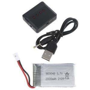 3.7V 2000mAh Lipo 배터리 903048 리튬 이온 배터리/충전기 RC 쿼드 콥터 액세서리 수리 예비 부품 KY601S