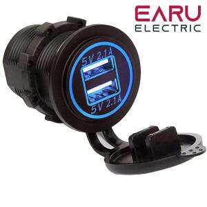 [호환품]12/24V 듀얼 USB 포트 자동차 액세서리 바이크 오토바이 5V 4.2A 충전기 소켓 차량 보트 트럭 방수
