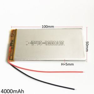 3.7V 4000mAh 리튬 폴리머 LiPo 충전지 5050100 보조베터리 GPS 태블릿 PC 노트북 DVD 패드 PDA 카메라 스