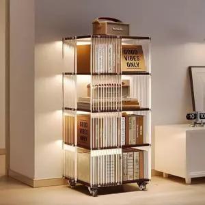 이동식 아크릴 회전책장 물결무늬 책장 투명책장 바퀴