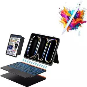 9511971 태블릿 키보드 케이스 북커버 아이패드 프로 11인치 M5 M4 2025 2024 아이패드용 스타일러스 펜 번