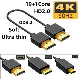 Nku 4K@60Hz HD2.0 19+1코어 미니 소형-HD/마이크로-HD 남성-남성 OD3.2 PC 플스호환 카메라 태블릿 HDTV용