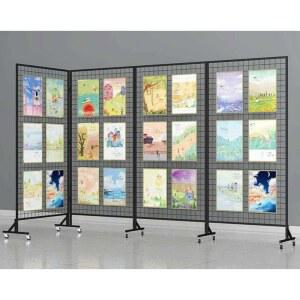 네트망파티션 유치원 작품 블랙 네트망 스탠드 철제 전시 미술