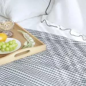 비토 네이비 체크 선염면 여름 홑겹이불/홑이불