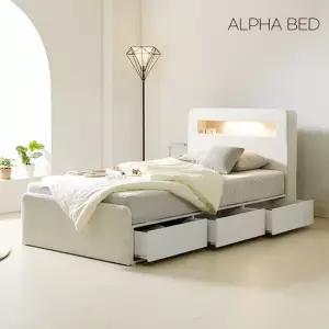아르테 LED 패브릭 1단 수납 침대프레임 SS